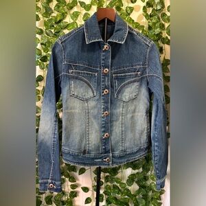 Rocawear Dark Blue Denim Jacket with Embroidered Label
